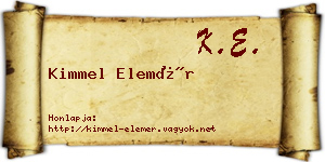 Kimmel Elemér névjegykártya