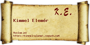 Kimmel Elemér névjegykártya